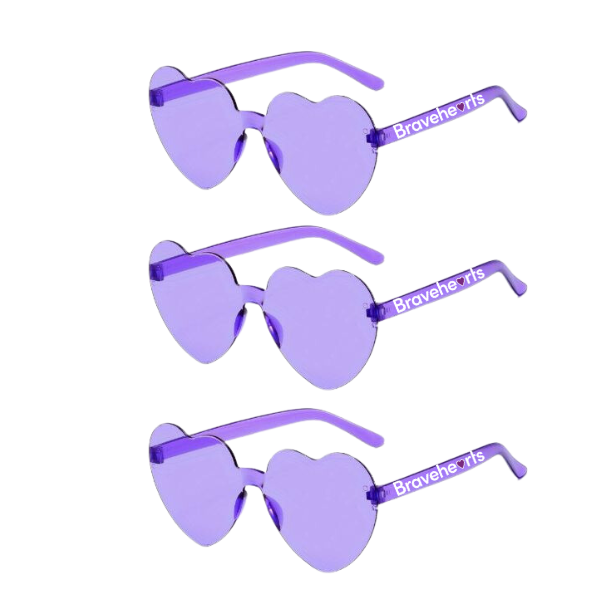 3 Pairs of Bravehearts Heart Shaped Sunglasses - Adult Size