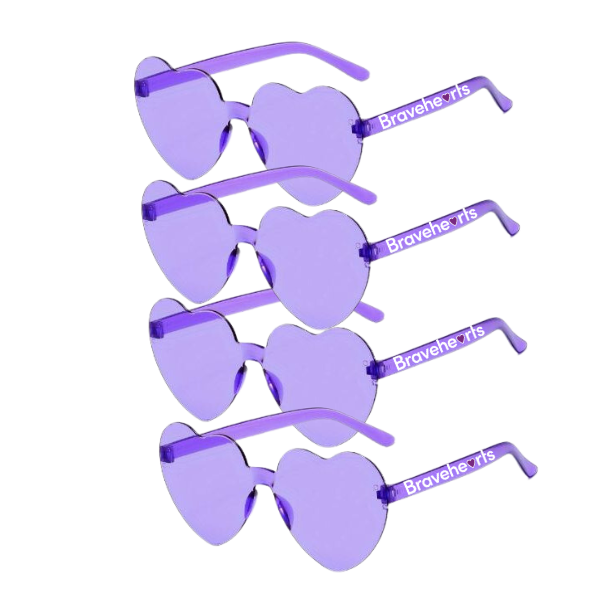 4 Pairs of Bravehearts Heart Shaped Sunglasses - Adult Size