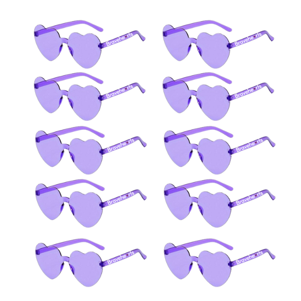 10 Pairs of Bravehearts Heart Shaped Sunglasses - Adult Size