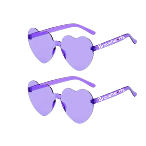2 Pairs of Bravehearts Heart Shaped Sunglasses - Adult Size