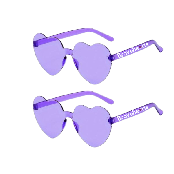 2 Pairs of Bravehearts Heart Shaped Sunglasses - Adult Size