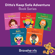 Load image into Gallery viewer, Bravehearts Ditto’s Keep Safe Adventure Story Book Series - Set of 5 Story Books About Personal Safety
